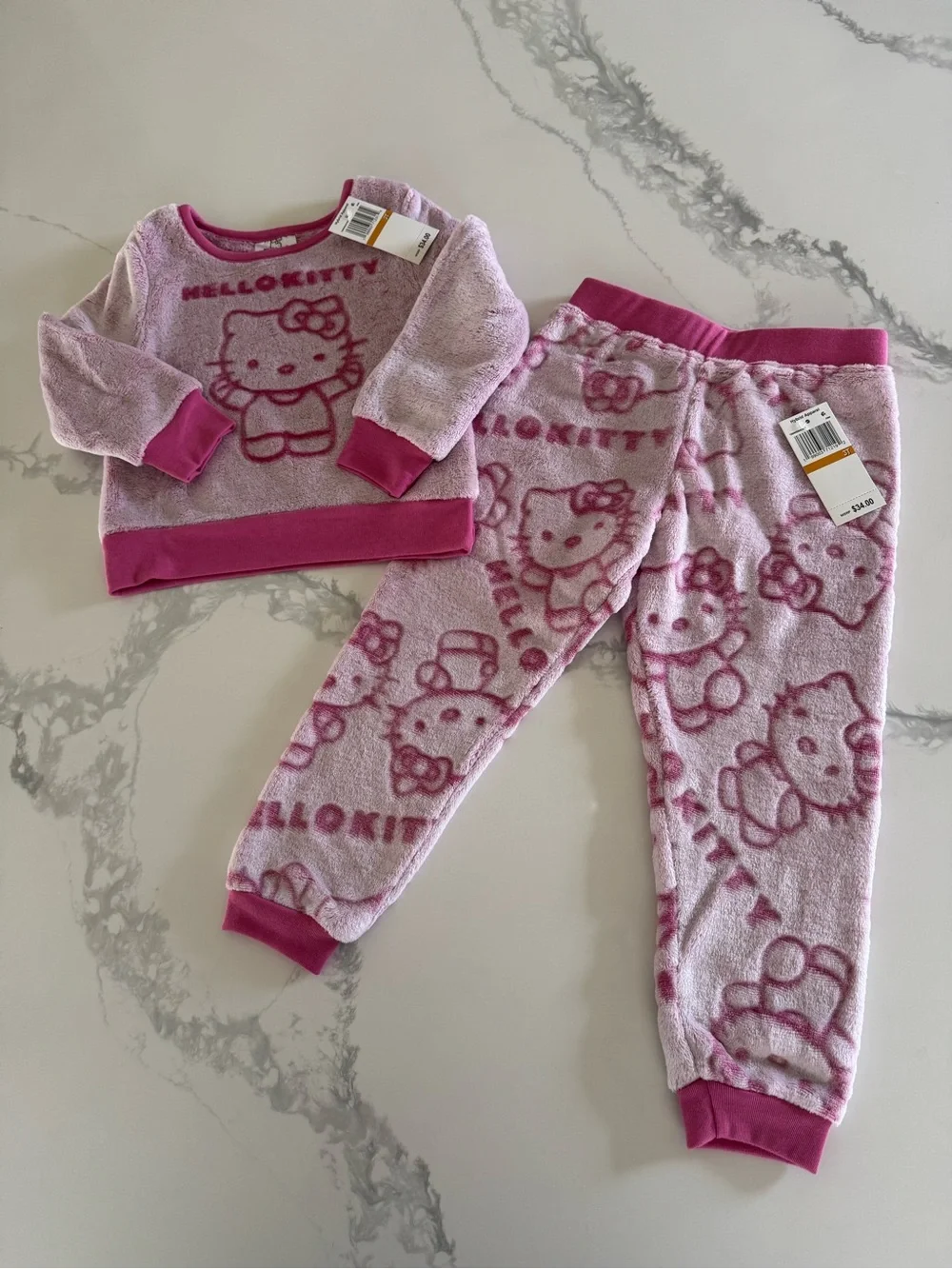 Hello Kitty Toddler Girls Cozy Plush Sweatshirt and Joggers 3T